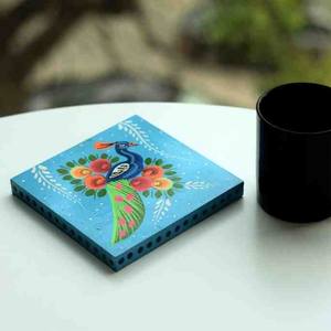 Camion Art Carré En Bois Beau Dessous De Verre À Thé, Décor De Table Dessous De Thé Peint À La Main, Plateau D'art De Camion Traditionnel - Product Image 4