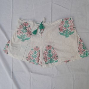 Beautiful Hand Block Printed Cotton <b>Floral</b> Printed Short With Elastic Waist With <b>Tie</b> Knot Tassel Decor Short for Women Clothing - Product Image 3