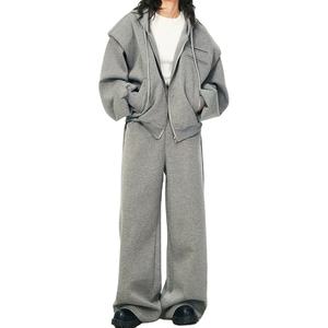 ชุดเซ็ตฮู้ดดี้และกางเกงวอร์มผู้หญิง พิมพ์โลโก้ได้ ผ้าฟลีซคอตตอน 100% สไตล์สตรีทแวร์ สำหรับฤดูหนาว - Product Image 1