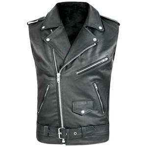 <b>Men's</b> Genuine Leather Breathable Winter Black Biker Motorcycle Hip Hop <b>Waistcoat</b> Punk Vest Plus Size Loose - Product Image 1