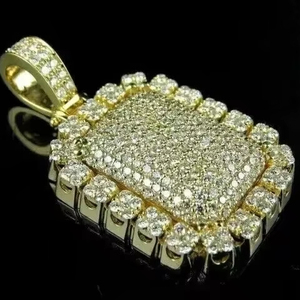 Pendentif en argent 925 avec diamant moissanite taille ronde, breloque chien - Product Image 1