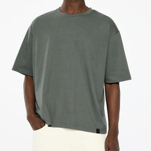 Venta al por mayor 100% algodón exterior Boxy camisetas para hombres transpirable gota hombro cuello redondo 260 gramos tela peso sólido disponible - Product Image 1