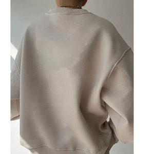 Sweat-shirt surdimensionné en coton 100% tricoté d'hiver avec logo personnalisé pour femmes Pull décontracté à col rond avec logo sur le devant - Product Image 3