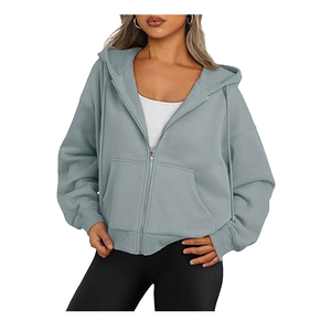 Custom Zip up Hoodies Cotton Hoodie Sweatshirt Women <b>Drop</b> Shoulder Hooded for woman Cheap Price Breathable Wholesale 2025 - Product Image 3