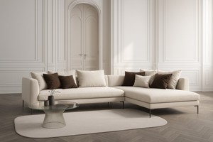 Sofá Seccional Moderno en Forma de L de Terciopelo con Patas de Acero Inoxidable - Diseño Minimalista de Lujo Personalizado para Sala de Estar o Salón de Hotel - Product Image 6