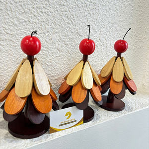 Posavasos de Madera en Forma de Árbol, Posavasos Hechos a Mano de Madera Maciza, Árbol de Navidad para Mesa, Vietnam por 99 Gold Data - Product Image 3