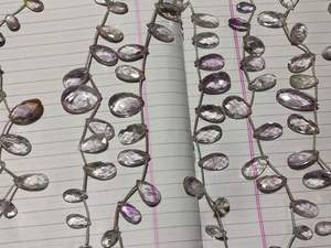 Perles de poire à facettes en améthyste rose naturelle pour la fabrication de bijoux collier double coupe perles coupées à carreaux - Product Image 4