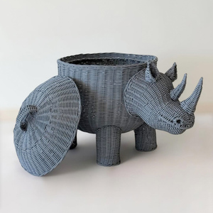 Panier de rangement en rotin fait main en forme de dinosaure pour la décoration de chambre d'enfant, pour filles et garçons - Product Image 2