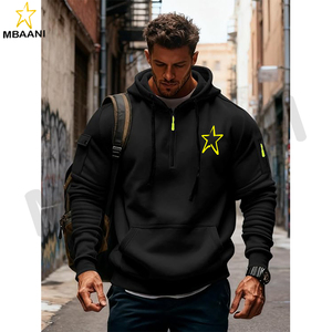 Sweat-shirt à capuche zippé pour homme en polaire, à manches longues, avec poche kangourou, idéal pour l'entraînement et le sport - Product Image 3