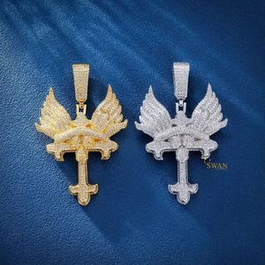 Cruz religiosa personalizada Jesús Hip Hop colgantes y dijes en plata de ley 925 y diamantes cultivados en laboratorio - Product Image 1