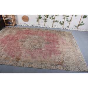 Alfombra Oriental Vintage Rojo Beige Área grande 7,5X12,1 pies Nuevo modelo Rectángulo Patchwork Pasillo Patrones Lana Viscosa Látex - Product Image 2
