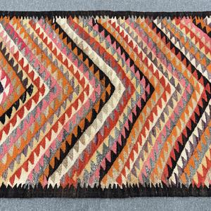 พรมวินเทจขนาด 3.1x6.1 ฟุต พรมลายตุรกี พรมลายตารางสีแดงชมพู - Product Image 3