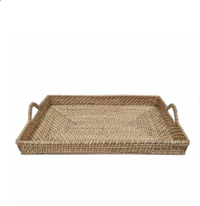 Plateau en rotin en osier de bambou naturel Plateau de service de haute qualité pour ustensiles de cuisine Accessoires de maison et décoration Artisanat - Product Image 2