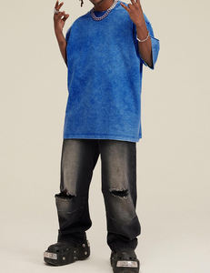 Nueva moda lavado ácido camisetas de alta calidad al por mayor diseño personalizado lavado ácido camisetas de talla grande 100% algodón camiseta de gran tamaño - Product Image 5