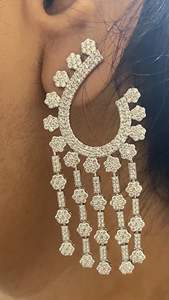 Pendientes de diamantes naturales de diseñador, oro amarillo de 14 quilates, moderno, de moda, de alta calidad, de alta calidad, para ocasiones de aniversario - Product Image 2