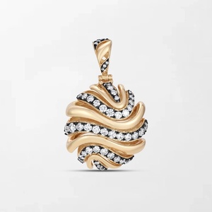 Pendentif en spirale avec diamants cultivés en laboratoire, 1,89 carat EF-VVS, en or jaune 14 carats, pour mariage, fiançailles, soirée. - Product Image 1