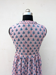 Vestido Maxi de Algodón Estampado a Mano, Floral, Hecho a Mano, para Verano y Otoño, Método de Tejido No Tejido, Vestido Maxi Largo - Product Image 4