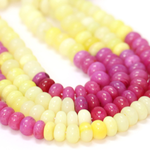 Hermosas cuentas de ópalo en forma de rondel, con tonos de rosa y amarillo, de 8-10 mm, cuentas de ópalo rosa y amarillo, cuentas de ópalo de calidad AAA. - Product Image 4