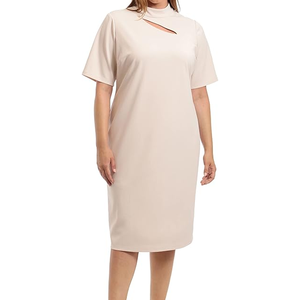 Vestido de trabajo de crepé con costura de cintura curva para mujer, vestido de tubo ajustado para mujer, ropa de oficina para trabajar, vestidos con cinturón de bolsillo - Product Image 4