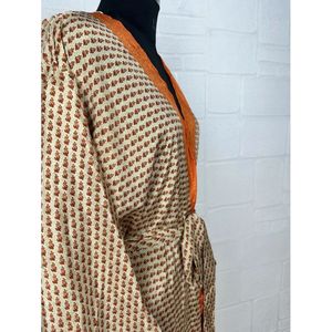 Vintage Silk Riya Short Kimono Lightweight Boho <b>Robe</b> Perfect <b>Beach</b> Coverup for Her Recyclable Swimsuit Accessory Soft Breathable - Product Image 5