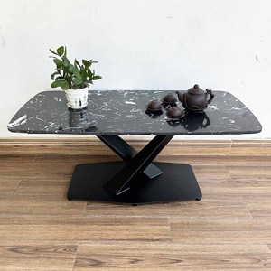 Table basse rectangulaire moderne avec plateau en pierre durable et pieds en fer 120x60x45cm Meubles de salon-TT68106 - Product Image 3