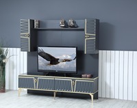 Unit TV kayu mewah kontemporer desain Modern untuk ruang tamu kamar tidur ruang makan kantor dengan meja kaca untuk rumah pertanian