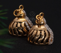 Boucles d'oreilles Jhumki en or jaune 14 carats, serties de diamants naturels, motif dôme ajouré, certifiées IGI, style ethnique, pour fiançailles