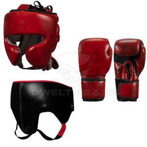 DWELT GEARS High Quality PU Leather Shiny Sparring Set Custom <b>Groin</b> Head <b>Guards</b> Training Punching Boxing Martial Arts Custom - Product Image 3