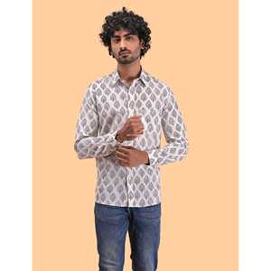 Chemise décontractée pour homme en coton imprimé à manches longues, respirante, en popeline ou tissu Oxford, motif floral ou à pois, offre ODM - Product Image 1
