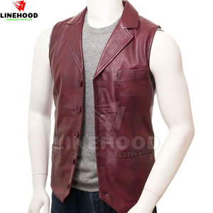 Gilet d'hiver en cuir sans manches dernier cri pour hommes, vêtements d'extérieur respirants et élégants, service OEM disponible - Product Image 1