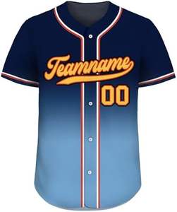 Maillot de baseball boutonné personnalisable pour hommes femmes jeunes design dégradé avec numéro de nom d'équipe vêtements de sport respirants - Product Image 4