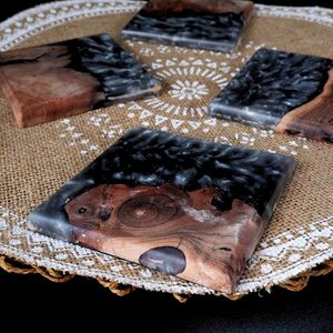 Wood <b>Epoxy</b> <b>Table</b> Coaster Durable and Stylish Mats & Pads for <b>Table</b> Protection Floral Design Low Price Coaster for Christmas - Product Image 6