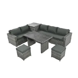 Top 1 supplier Gray rattan outdoor sofa sets - 10 seaters garden waterproof furniture disassembly corner ready to export