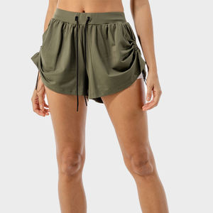 กางเกงขาสั้นเล่นกีฬาไซส์ใหญ่พิเศษของผู้หญิงกางเกงโยคะระบายอากาศได้ดีเย็บตาข่ายเอวยางยืดกันแสงป้องกันกางเกงขาสั้นฟิตเนสเอวกลางผ้าสแปนเด็กซ์ - Product Image 1