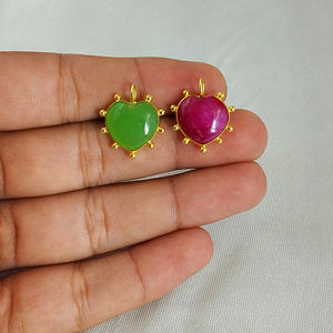 Pendentif en pierre précieuse en forme de coeur de rubis or Vermeil pierre de naissance fantaisie lunette lisse en forme de coeur pendentif bijoux - Product Image 3