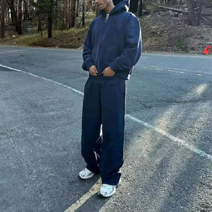 Pantalones Deportivos Personalizados con Logotipo OEM, Pantalones de Chándal de Algodón Grueso, Estilo Vintage, Pierna Ancha y Recta, Holgados, para Hombre - Product Image 6