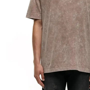 Mens <b>Oversized</b> Boxy Extended Neck for Puff Print Washed <b>T</b>-<b>Shirt</b> 100% Cotton Breathable Quick Dry Stock - Product Image 4