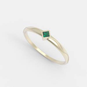 Solide 925 Sterling Silver May Birthstone Fine Ring Green Hydro Emerald Gemstone Solitaire Stacking 5mm Square Keepsake Jewelry - Product Image 6