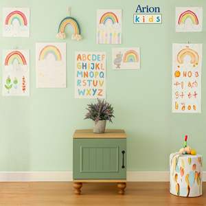 Table de chevet Arion Kids Gulsun moderne et élégante avec corps en MDF et pieds en bois, design de table d'appoint pour enfants - Product Image 1