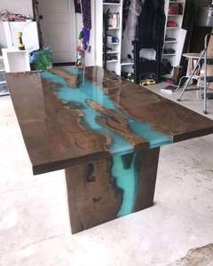 FURNITURE Best Quality Luxury Home Furniture Solid Walnut Wood Restaurant Dining Coffee River Kitchen Epoxy Resin Slab <b>Table</b> - Product Image 5