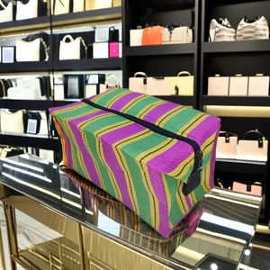 Eco-Friendly Multicolor Geometric Zipper Closure Pouches <b>for</b> <b>Women</b> Handmade in India with PP Material Case Design - Product Image 1