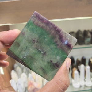 Tranche de racine de Fluorite de qualité supérieure polie à la main tranches de cristal de Fluorite pour la décoration sous-verre poli de Fluorite arc-en-ciel - Product Image 1