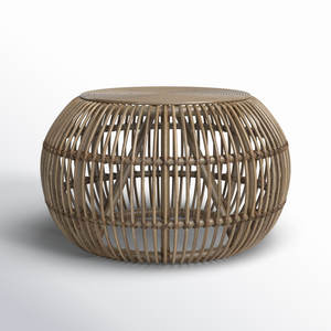 Mesa de centro Curry Rattan Drum Classic Vintage Scandi-Style para el hogar, oficina y sala de estar, granja y diseño tradicional - Product Image 1