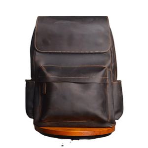 Custom Logo <b>Men's</b> Stylish Genuine <b>Leather</b> Laptop <b>Backpack</b> Du rable Travel Bag Zipper - Product Image 3
