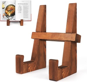 Support de livre de cuisine en bois rustique avec porte-recette pour organiser des recettes et des essentiels de cuisine à vendre - Product Image 3