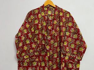 Kimono à imprimé floral à manches longues pour femmes Robe de mariage au sol vêtements de nuit taille naturelle pour la plage couvrant le Bikini - Product Image 2