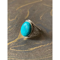 Bague en argent style vintage avec pierre ovale turquoise bleue, motif spirale mignon, joli anneau pour elle, vente en gros