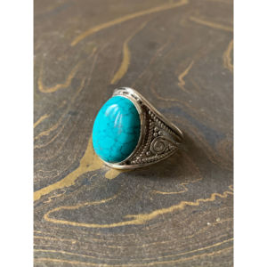 แหวนเทอร์ควอยซ์เม็ดใหญ่ (4.9 กรัม) ดีไซน์ทันสมัยเคลือบโรเดียมสีโรสโกลด์ ประดับเพชรทรงรี เหมาะสำหรับเป็นของขวัญ - Product Image 1