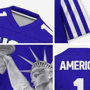 Uniforme de fútbol americano, elegante camiseta de EE. UU. con estatua detallada de la libertad y acentos patrióticos - Product Image 6