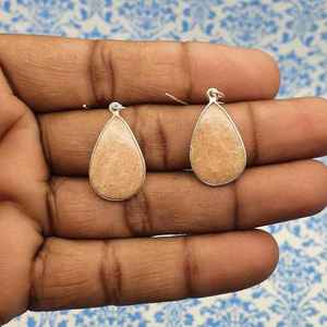 Pendientes bohemios de Plata de Ley 925, pendientes finos de gota de piedras preciosas de jaspe con parte superior plana para mujer para fiesta de boda, gran idea de regalo - Product Image 2